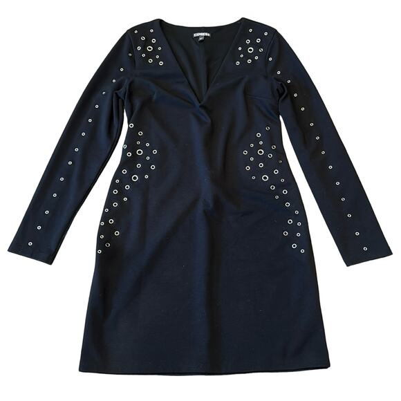 Express Women's Bodycon Grommet Mini Dress Black Size M - Picture 2 of 9